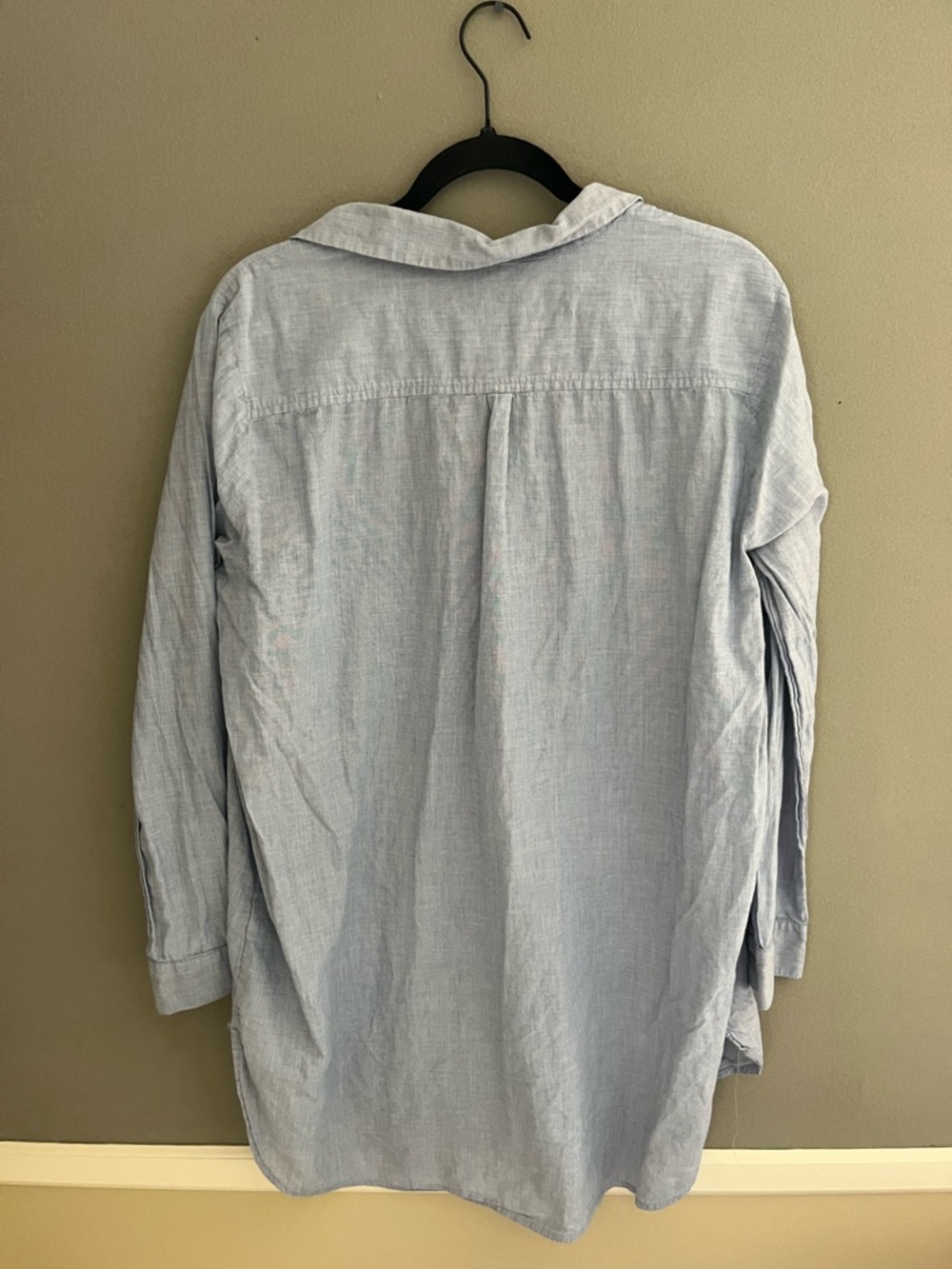 beachlunchlounge Light Blue Casual Button Down Shirt Long Coastal 100% Cotton - Picture 11 of 11